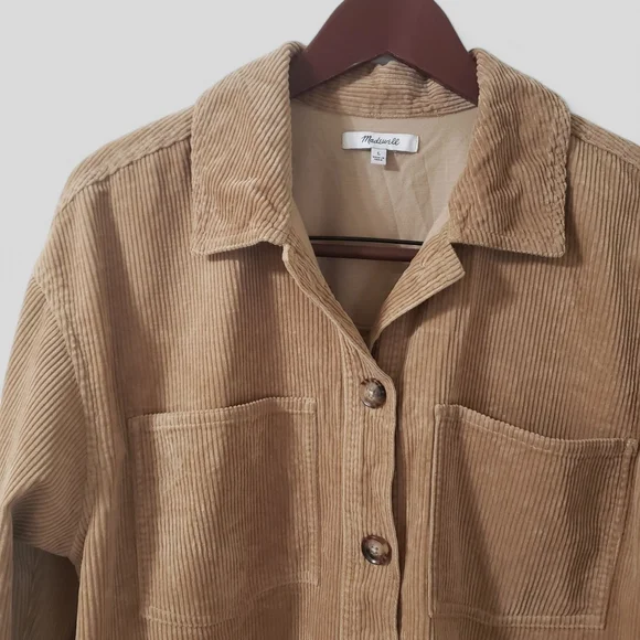 Madewell Corduroy Kentwood Oversized Shirt Tail Jacket Shacket Large Tan Pockets - Picture 4 of 14